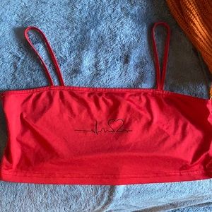 Red cropped top